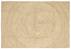 vidaXL Tapete Natural e Branco 140 x 200 cm Juta