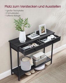 Mesa consola com 2 gavetas 30 x 100 x 80 cm Preto e cinzento antracite