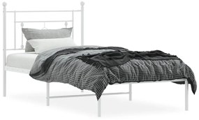 Estrutura de cama com cabeceira 90x190 cm metal branco