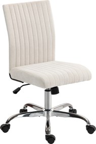 HOMCOM Cadeira de Escritório Sem Braços Ajustável 46-56 cm Giratória 360° Creme | Aosom Portugal