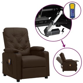 Poltrona de massagens elevatória couro artificial castanho