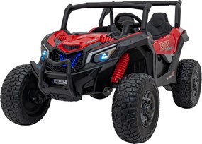 Buggy elétrico para Crianças 24V, 4x4, 4 motores 200W, UTV X3 Off-Road, Rodas de espuma EVA, 2x Assentos Couro ecológico Vermelho