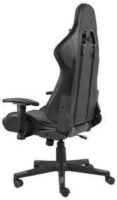Cadeira de gaming giratória PVC cinzento