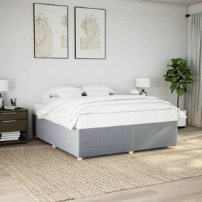 Estrutura de cama sem colchão 200x200 cm tecido cinzento-claro