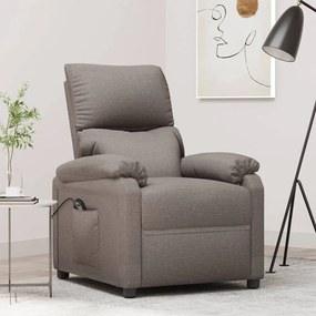 Poltrona elétrica reclinável tecido cinzento-acastanhado