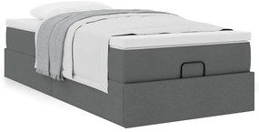 Estrutura cama otomana colchão 90x200 cm tecido cinzento escuro