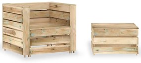 vidaXL 2 pcs conjunto lounge de jardim em paletes pinho impregnado