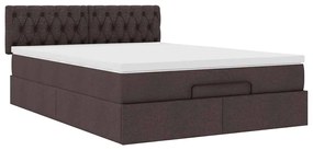 Estrutura cama otomana colchão 140x200cm tecido castanho escuro