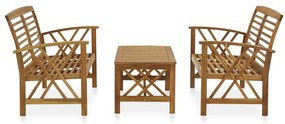 3 pcs conjunto lounge de jardim madeira de acácia maciça
