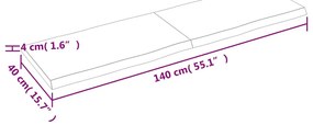 Tampo de mesa com bordas vivas maciço tratado castanho-escuro