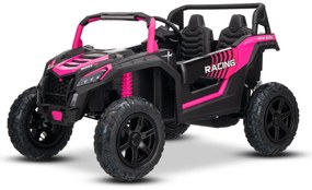 Carro elétrico para crianças UTV XXL 24V 2 Lugares em couro, travão de discos, luzes LED, rodas de borracha insufláveis com suspensão traseira, leitor