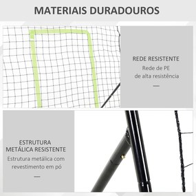 Rede de Beisebol Rede para Prática de Beisebol e Softbol com Estrutura Metálica e Ganchos 123x90x174 cm Preto