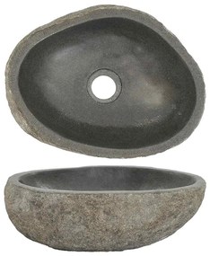 146212 vidaXL Lavatório de pedra do rio oval (29-38)x(24-31) cm