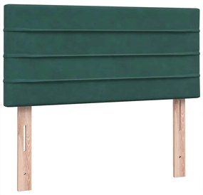 Cama com molas/colchão verde-escuro 80x220 cm veludo