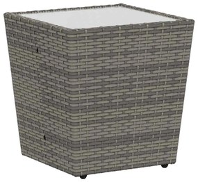 Conjunto de Bistro de Jardim 3 Peças com Almofadas Cinza Vime Poly