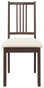 Cadeiras de jantar com almofadões 2 pcs madeira maciça castanho