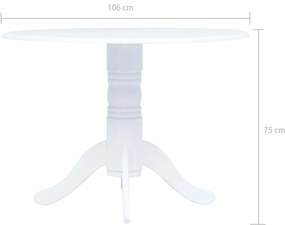 Mesa de jantar 106 cm madeira de seringueira maciça branco