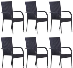 7 pcs conjunto de jantar para jardim vime PE preto