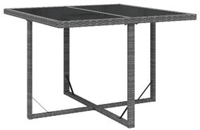 5 pcs conjunto jantar p/ jardim c/ almofadões vime PE cinzento