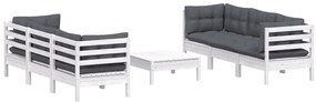 7 pcs conj. lounge de jardim com almofadões antracite pinho