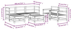 7 pcs conjunto lounge de jardim madeira de douglas maciça