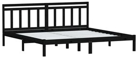 Estrutura de cama 200x200 cm pinho maciço preto