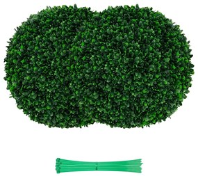 Conjunto de 2 bolas artificiais 52 cm Esfera de planta falsa redonda com 20 flanges resistentes ao sol Decoração de jardim doméstico Verde