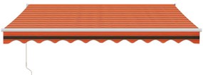 Toldo retrátil automático 3x2,5 m laranja e castanho
