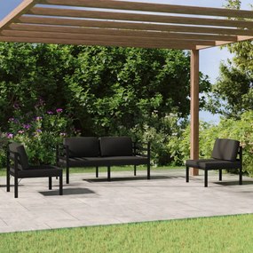 vidaXL 4 pcs conjunto lounge jardim com almofadões alumínio antracite