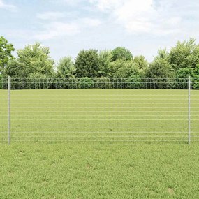 vidaXL Postes de Cerca Verdes 44 pcs Prateado Aço galvanizado