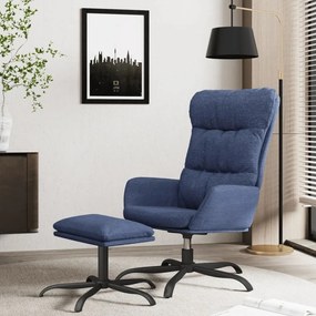 vidaXL Cadeira de descanso com banco tecido azul