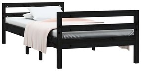 Estrutura de cama 75x190 cm madeira de pinho maciça preto