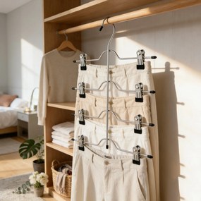 Conjunto de 3 Cabide para saias com clipes de metal 33 x 37,5 cm prateado-preto