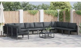 Conjunto de Sofá de Jardim 11 pcs Cinzento-escuro Aço