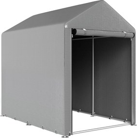 Outsunny Abrigo para Ferramentas Bicicletas e Motos 1,2x1,8x1,65 m Garagem Portátil com 2 Habitações Cinza Claro | Aosom Portugal