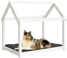 Cama para cães 101x70x90 cm madeira de pinho maciça branco