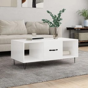vidaXL Mesa de centro 102x50x40 cm madeira processada branco brilhante