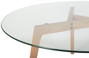 Mesa de centro em vidro e pernas de madeira MINNESOTA Beliani