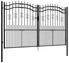 Portão de cerca c/ topo em lanças aço revestido a pó preto