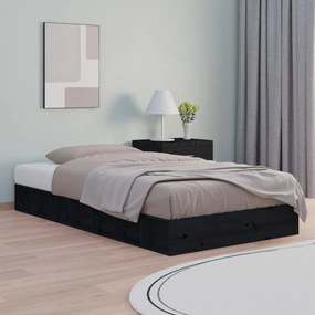 Estrutura de cama casal 135x190 cm madeira maciça preto