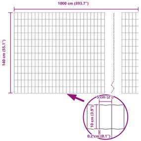 Cerca Euro com 10 Postes Cinzentos 1,4x10 m Aço