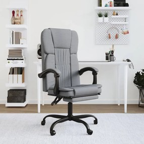vidaXL Cadeira de escritório reclinável tecido cinzento-claro
