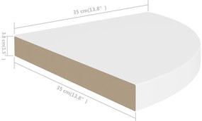 Prateleira de canto suspensa 35x35x3,8 cm MDF branco