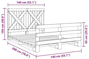 Estrutura de cama com cabeceira 140x200 cm pinho maciço