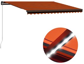 Toldo retrátil manual com LED 450x300 cm laranja e castanho