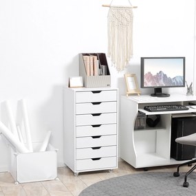Armário de escritório com rodas, com 7 gavetas organizadoras 47,5 x 39,5 x 90 cm branco