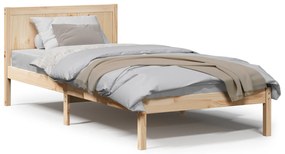 Estrutura de Cama Solteiro em Madeira de Pinho Natural