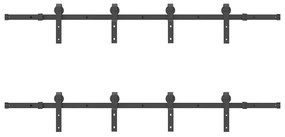 Kit de ferragens para porta deslizante 400 cm aço preto
