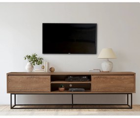 Móvel TV Rodez – Nogueira e Preto – 180x50x40 cm