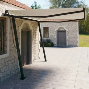 vidaXL Toldo retrátil automático com postes 4x3 m cor creme